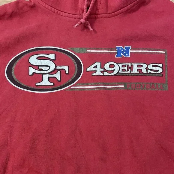 VTG Y2K NFL San Francisco 49ers Red Hoodie Sweatshirt Size Large - Picture 3 of 16